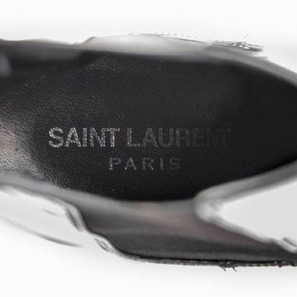Yves Saint Laurent Glossy Black Heeled Boots - Picture 7 of 8